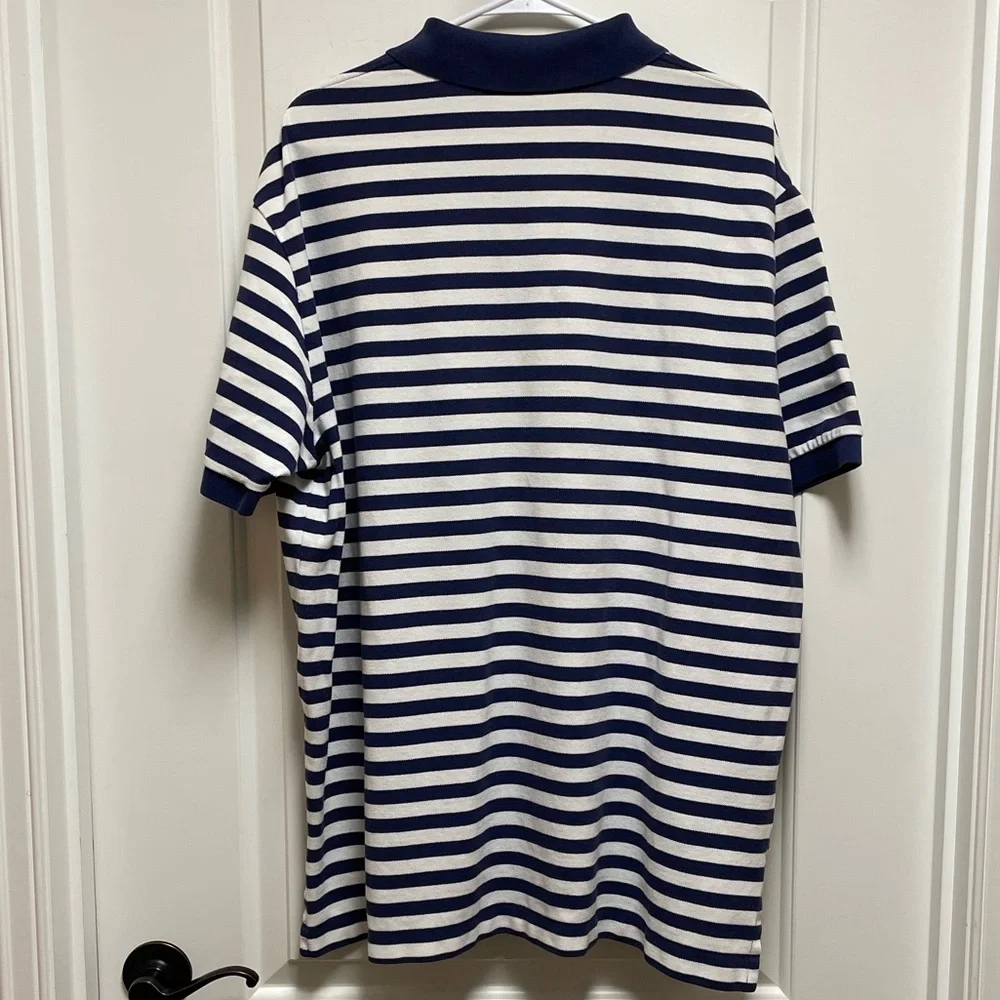 Ralph Lauren Polo Sz XXL Classic Navy & White Striped Polo Shirt Preppy Golf Y2K